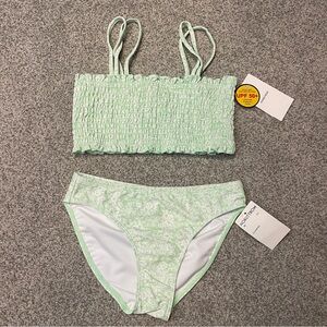 Nordstrom Kids Mint Green Ash Woodland Ditsy Floral Smocked Bikini Set